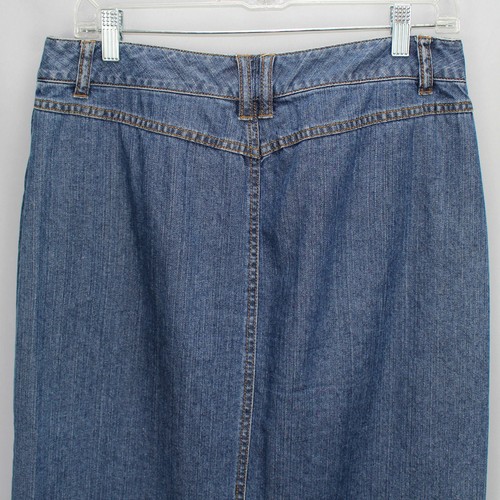 Falda de Jean Liz Claiborne Modesty Modesty Talla 8 Bolsillos Frontales Bucles de Cinturón Todo Algodón - Imagen 4 de 10