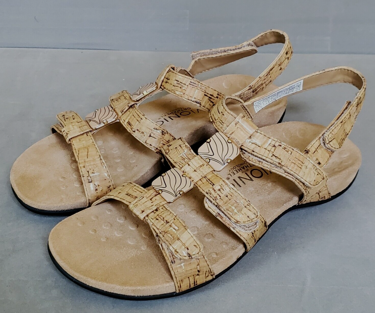 LOTTO Vionic Ambra sandalo donna cinturino regolabile tacco orto oro sughero tg 6 ambra