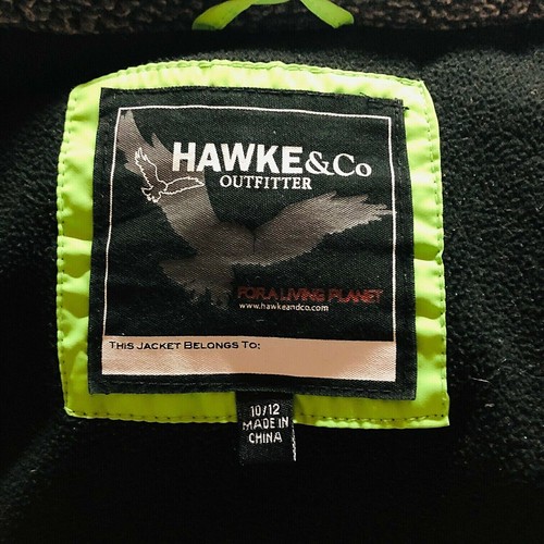 Hawke & Co Outfitter Boy's Down Puffer jacket, Size 10-12, tan w/neon green trim - Picture 9 of 12