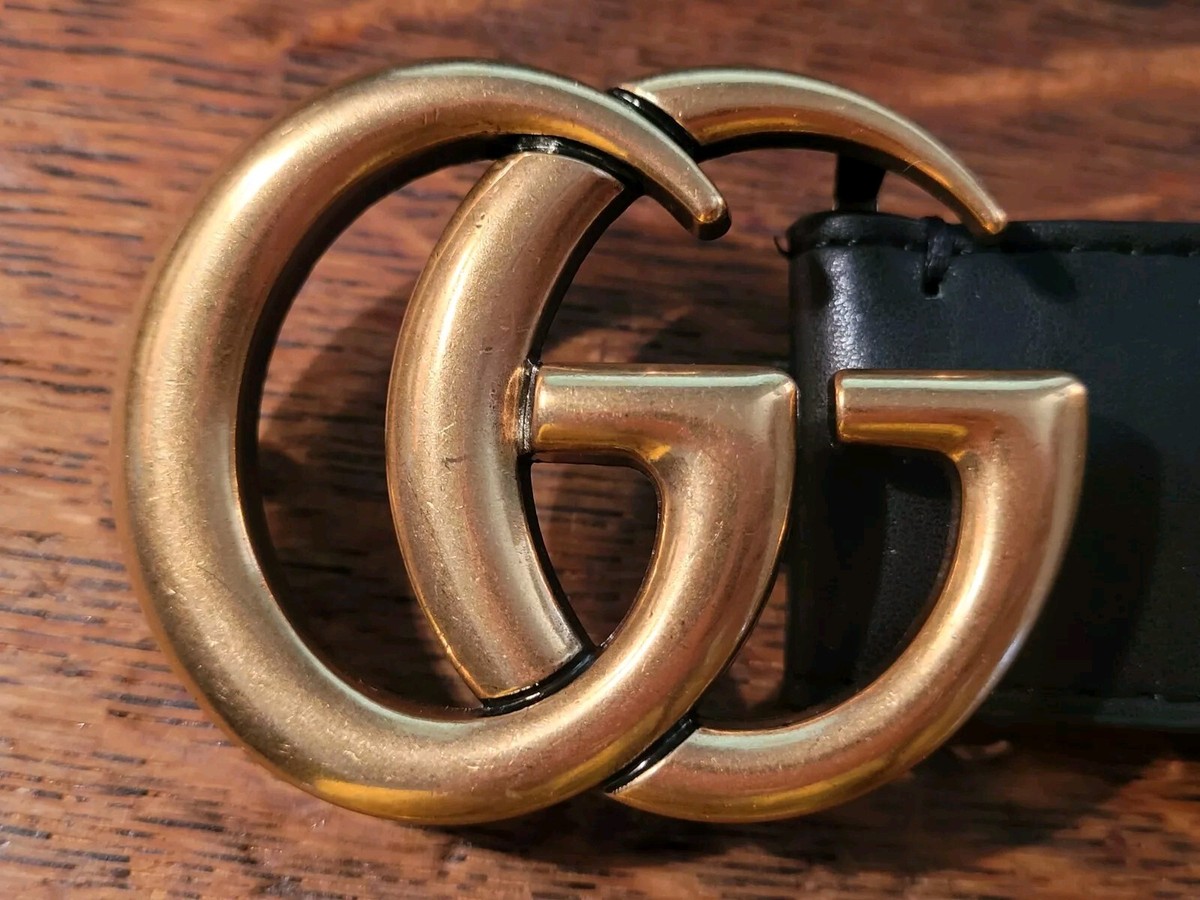 GUCCI ~ Marmont ~ Classic Black Leather Belt With Gold Tone GUCCI ~ Marmont ~ Classic Black Leather Belt With Gold Tone