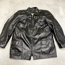 Vintage Victoria Leather Jacket Mens 44 Removable Sherpa Liner Full Zip 70s