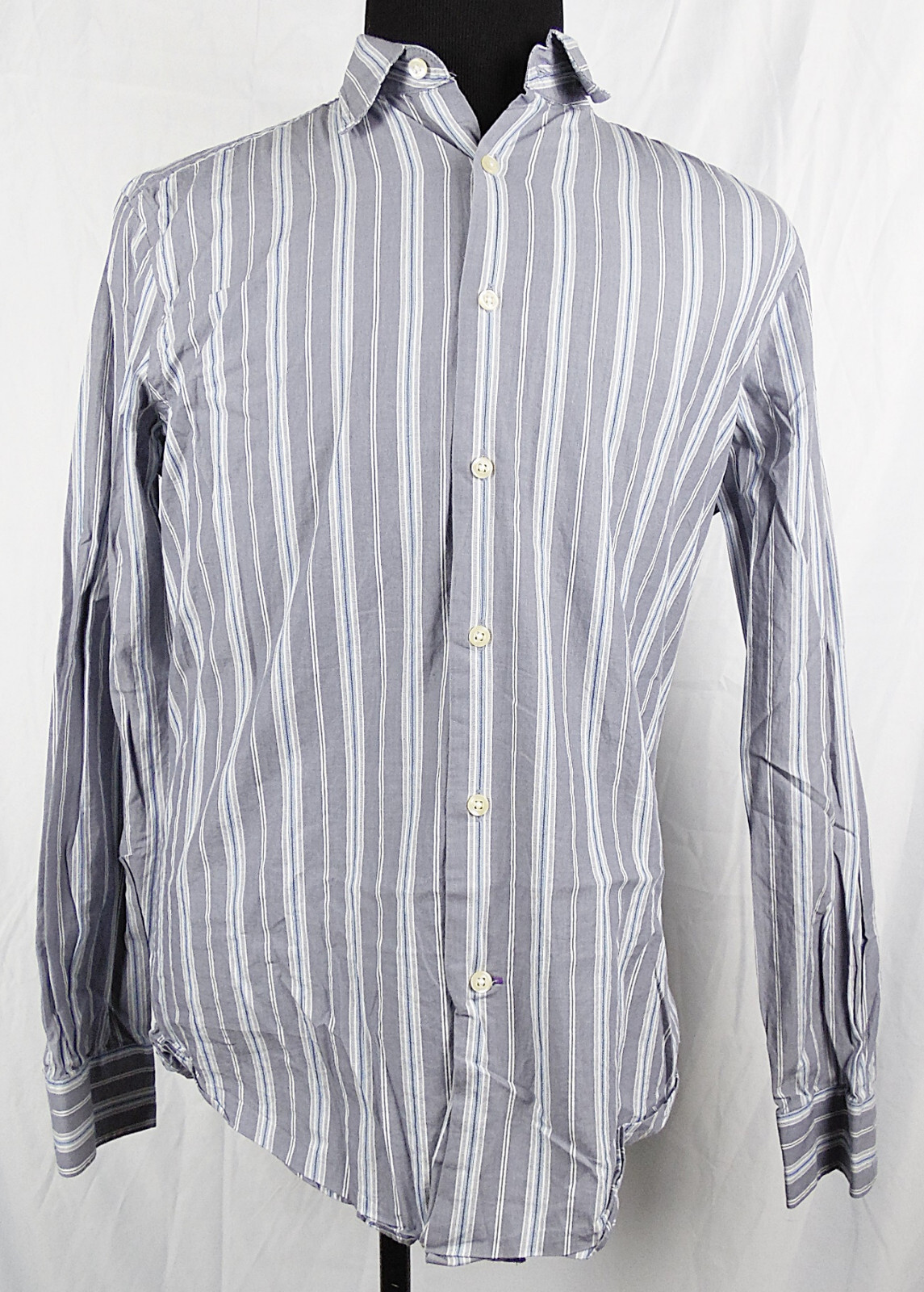 Gap Premium Gray Stripe Button-Front L/S 100percent Cotton Shirt M Medium