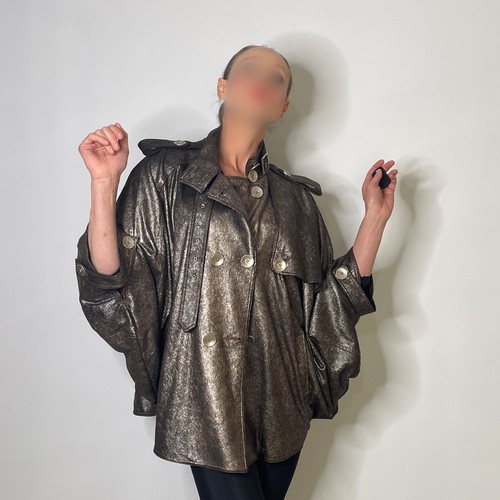 Designer Modele Gold Swing Cape Coat Jacket Evening Jeans Coat Cocoon Coat - Imagen 7 de 10