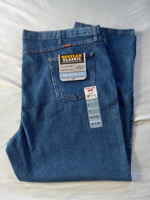 Wrangler Rustler Men 50x30 Relaxed Fit Straight Leg Heavyweight Denim Jeans 