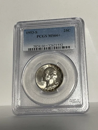 1953-S PCGS MS66+ WASHINGTON QUARTER...HALO TONING! PLUS GRADE!
