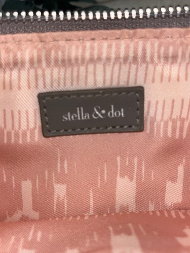 Stella & Dot Fold Over Purse Crossbody Metallic Silver Beige Shoulder Bag - Picture 5 of 7