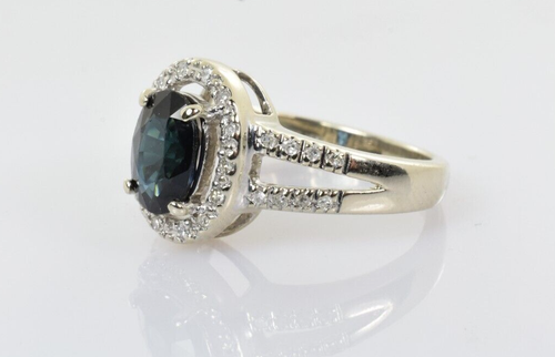 Dunkelblauer Saphir & Diamant Ring 14 Karat Weißgold 1,27 Karat Größe 5 - Bild 3 von 4