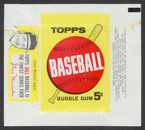 1963 Topps Baseball Wax Pack Wrapper Pete Rose Rookie RC Stan Musial Side Panel