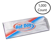 Foil Hot Dog Bags, 3.5x1.5x8.5", Stock Printed, 1000 Bags Per Case