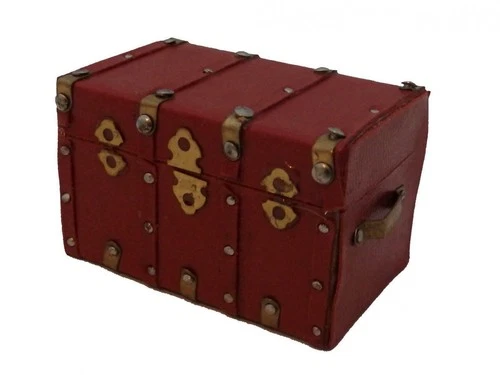 Dolls House Leather Steamer Attic Trunk Ottoman Chest Miniature 1:12 Scale