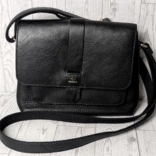 Fossil Kinley Leather Shoulder Crossbody Bag Pebbled Black Small Purse EUC