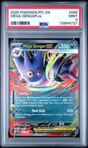 2025 POKEMON PFL EN-PHANTASMAL FLAMES #056 MEGA GENGAR EX PSA 9