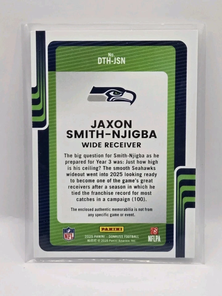 2025 Panini Donruss Jaxson Smith-Njigba Prime Threads /25 Seattle Seahawks 🔥 - Image 2 of 2