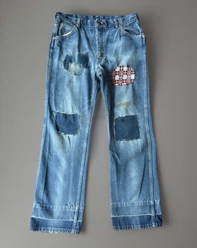 70s Roebucks Thrashed PATCHED Faded Straight Jeans.34/31” scoville - Bild 1 von 6