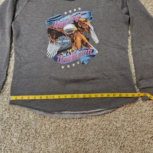 NWT Harley Davidson V Neck Sweatshirt Hoodie Pullover Women's Small Gray Eagle - Picture 10 of 12