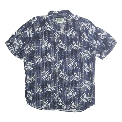 ISLAND CREW Hommes Bleu & Blanc Motif Rayon Chemise XL Décontracté Été Plage - Photo 1/4