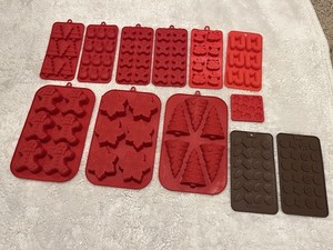 Silicone Candy Christmas Mold Lot 10 - Plus 2 Others- Various Sizes - 12 Molds