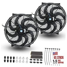 2PCS 14 Inch Universal Slim Fan Push Pull Electric Radiator 14 inch Black
