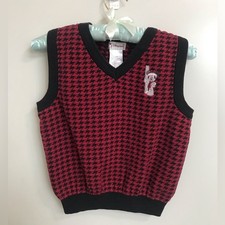 red and black houndstooth disney embroidered sweater vest