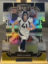 Drew Sanders 2023 Panini Select Concourse #30 Black & Gold Prizm Die-Cut Broncos