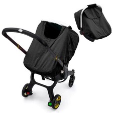 Waterproof Baby Car Seat Cover Plush Lining Winter Infant Canopy Black