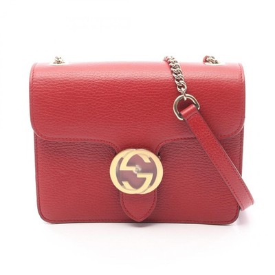GUCCI Interlocking G Chain Shoulder Crossbody Bag 510304 Leder Rot Gebraucht ...