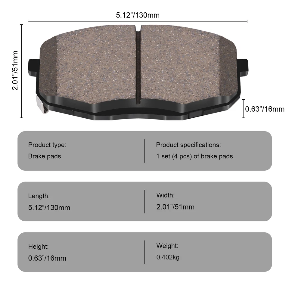 Pastillas de freno delanteras y traseras de cerámica para Hyundai Elantra 2009-2012 2,0 L con herrajes Foto 3 de 4