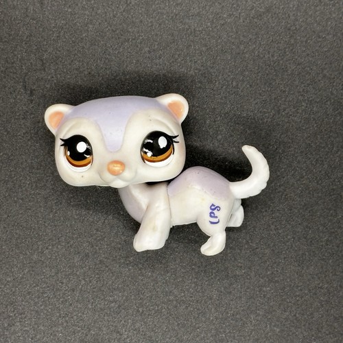 LPS Littlest Pet Shop Dos Tonos Púrpura Pálido Hurón #1666 Rosa Orejas Ojos Marrones - Imagen 3 de 16