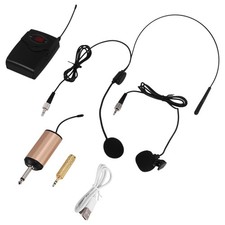 Microphone Set with Head-Wear Lavalier Lapel Mics Transmitter Receiver7742