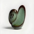 Vintage Frankoma Salt & Pepper Shaker “Lazybones” w/stoppers Green/Brown