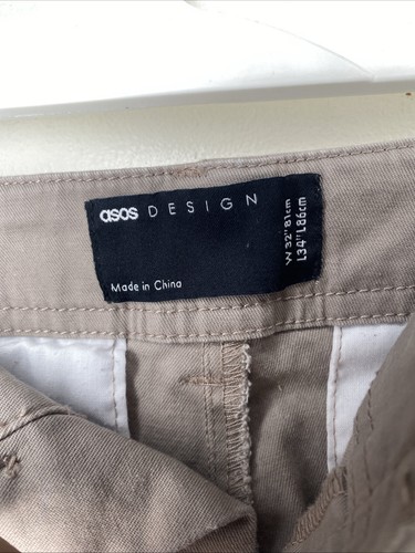 Asos Design Men's Beige Cargo Pants Size 32x31 Adjustable Elastic Cuffs Khakis - Picture 14 of 21