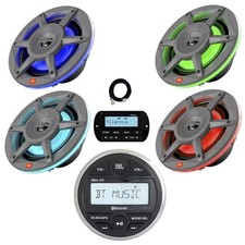 JBL Marine Gauge BT Radio,Remote,Ext, Cable, 4x 8" LED Gray Speakers