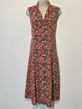 Y2K Womens Sz 10 Pink Floral Midi Shirt Dress Cottagecore Coquette Feminine