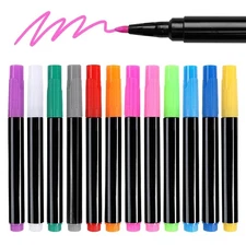 12-Color LED Board Markers - Neon, Fine Tip, Wet/Dry Erase