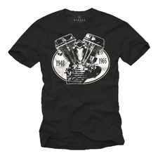 Custom Biker Mens T-Shirt with Panhead Chopper Motor - Mens Motorcycle Shirt-