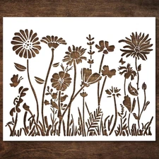 DLY LIFESTYLE Large Wildflower Stencil for Painting (15X12 Inches) - Stencils fo
