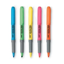 BIC GBLP51ASST Chisel Tip Grip Pocket Highlighter - Assorted Ink/Barrel 1-ST New