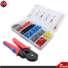 Ferrule Crimping Tool Kit AWG 23-7 Self-Adjustable Ferrel Crimper Kit w/1200PCS