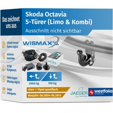 ANHÄNGERKUPPLUNG für Skoda Octavia 04-13 starr WESTFALIA +13pol E-Satz JAEGER
