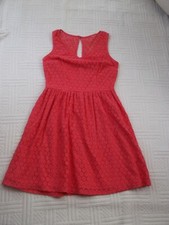 New Look         size 10        CORAL  PINK LINED   LACE  DRESS  -  KNEE  LENGTH