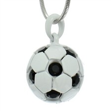 Made With Swarovski Crystal Football Soccer White Black Ball Pendant Necklace
