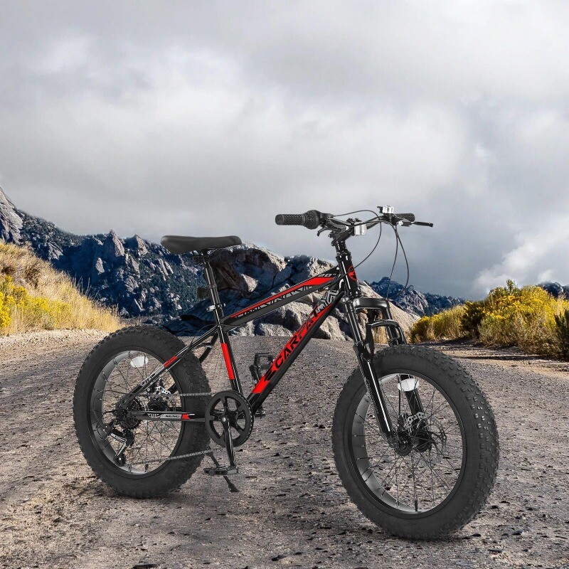 ,4" Inch Wide Fat Tire Mountain Bike For Ages 8-12 Old