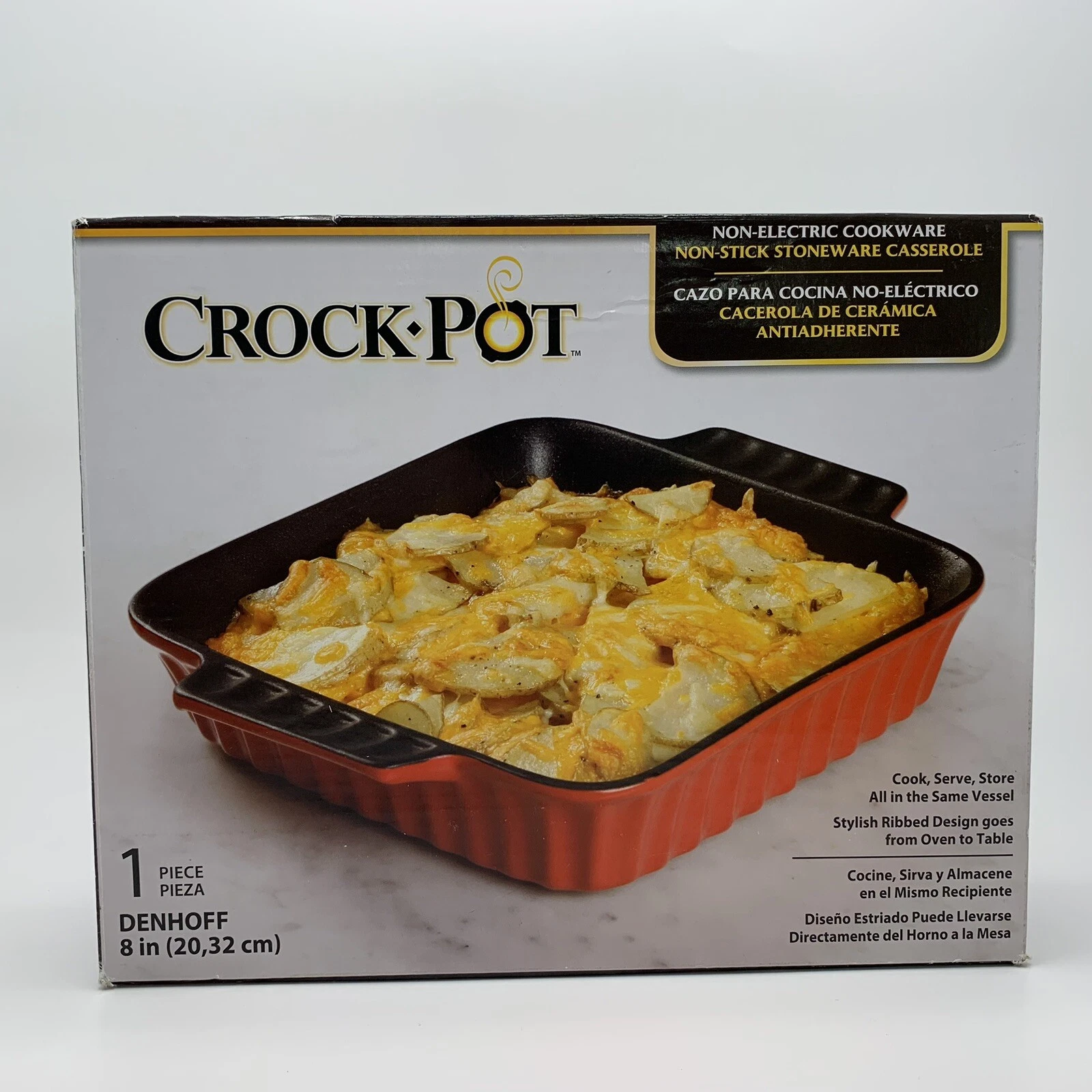 Crockpot Casserole Dish 8" Non-Stick Stoneware