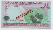 RWANDA 500 FRANCS 1998 PICK 26 SPECIMEN UNC