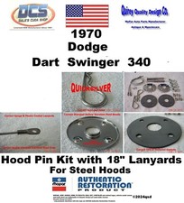1970 Dodge Dart Swinger 340 18 Steel Hood Pin Kit New Mopar Usa