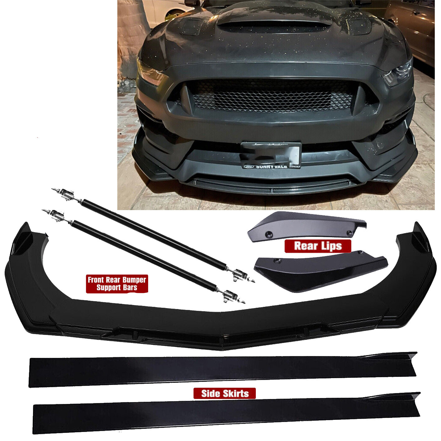 Front Bumper Lip Splitter Spoiler Rear Diffuser Side Skirt For Dodge ...