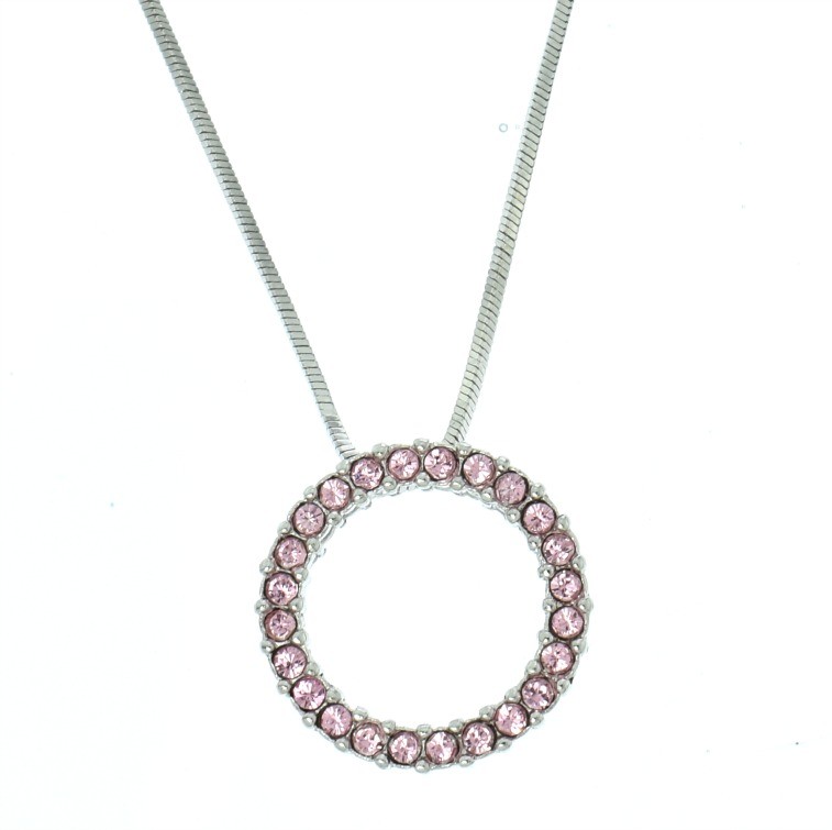 Swarovski Crystal Pink Circle of Love Wedding Pendant Necklace