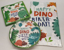 Happy Dino Dinosaur Birthday Party Supplies 20 Plates 20 Napkins  Tablecloth