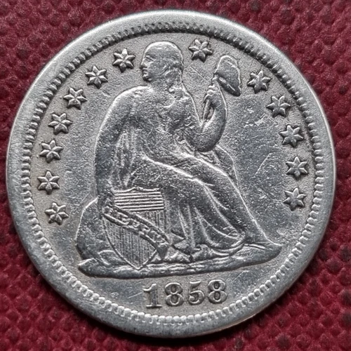 1858 S Seated Liberty Dime 10c Better Grade XF + Details #80754