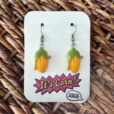  It s Corn!  New Handmade Corn Cob Dangle Earrings (1.75  long x 0.6  wide)